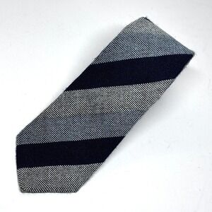 Prince Necktie Mens OS Blue Grey Striped Woven Made in Italy Classic Preppy